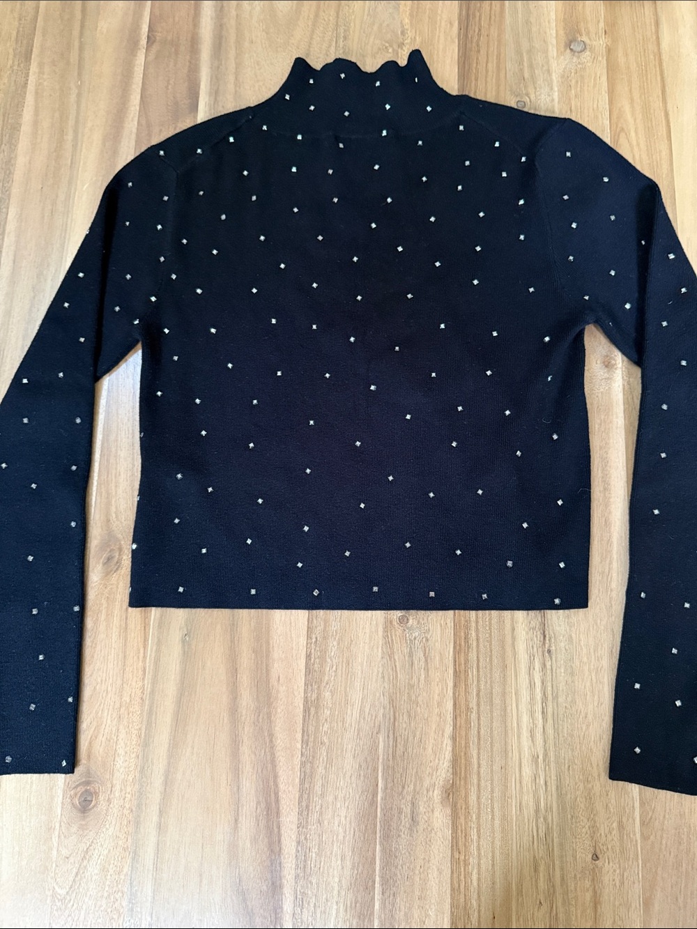 Zara Black Turtleneck Sweater with Silver Dot Embellishments - Picture 6 of 6
